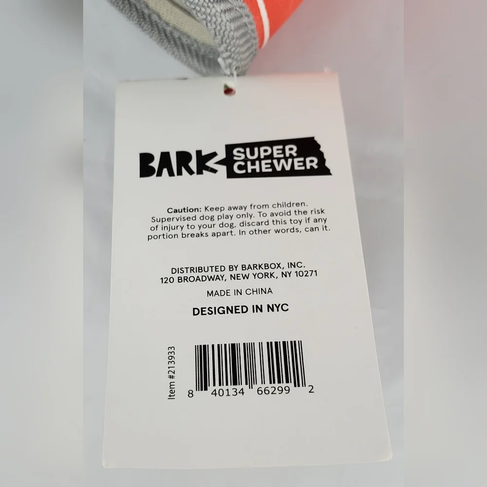 Bark BarkBox Super Chewer Tomutto Soup 50+ lbs Dog Toy Fetch Squeak Size L - NEW